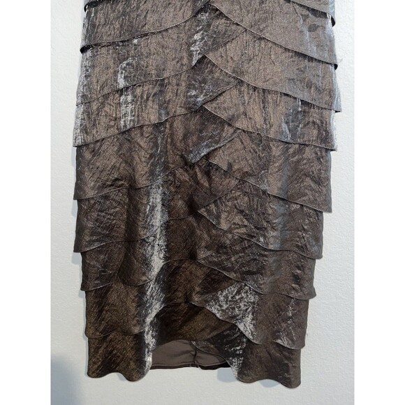 Cache Brown Dress Size 8 Layered Cocktail Metallic copper  Halter - Picture 6 of 7